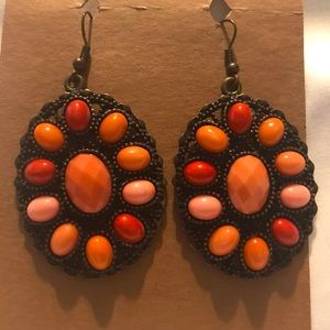 Beautiful Antiqued Earrings in shades of coral